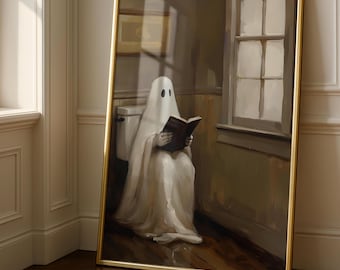 Funny Ghost Bathroom Print - Spooky Wall Art - Alternative Posters - Toilet Wall Art - Funny Bathroom Prints