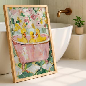 かわいいバスルーム、バスルームのアヒル、バスルームの壁アート、額入りプリント、面白いバスルームプリント、バスルームアート、ホームデコレーションプリント、バスルームポスター