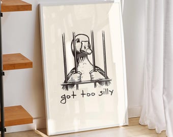 Silly Goose Print | Wall Art | Quirky Animal home Decor | Funny Poster |
