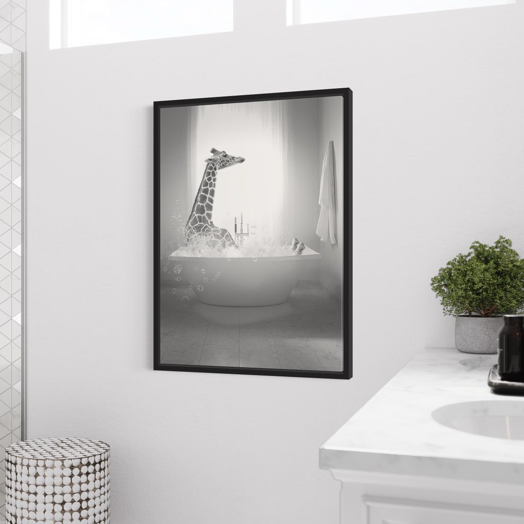 Bathroom Art Print Black Bathroom Accessories Giraffe Art - Etsy