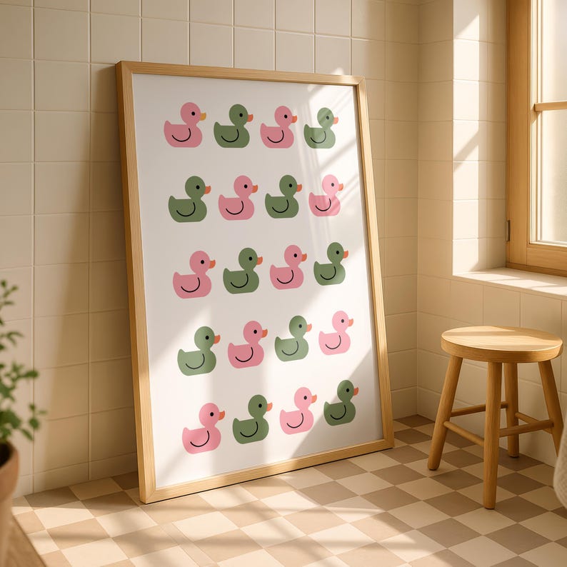 Cute bathroom , Bathroom ducks, Bathroom wall art, framed prints, , funny bathroom prints, bathroom art, home decor prints, bathroom poster image 2