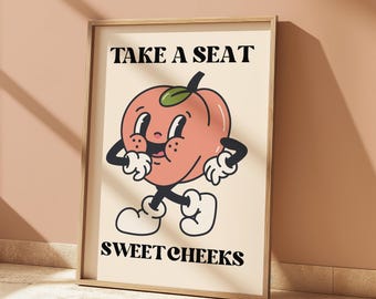 Divertente stampa per il bagno: Sweet Cheeks Peach - Stampe artistiche dal Regno Unito