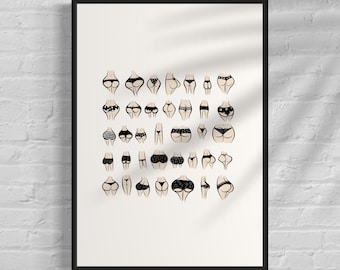 Divertida imagen de trasero: Póster para la pared del baño