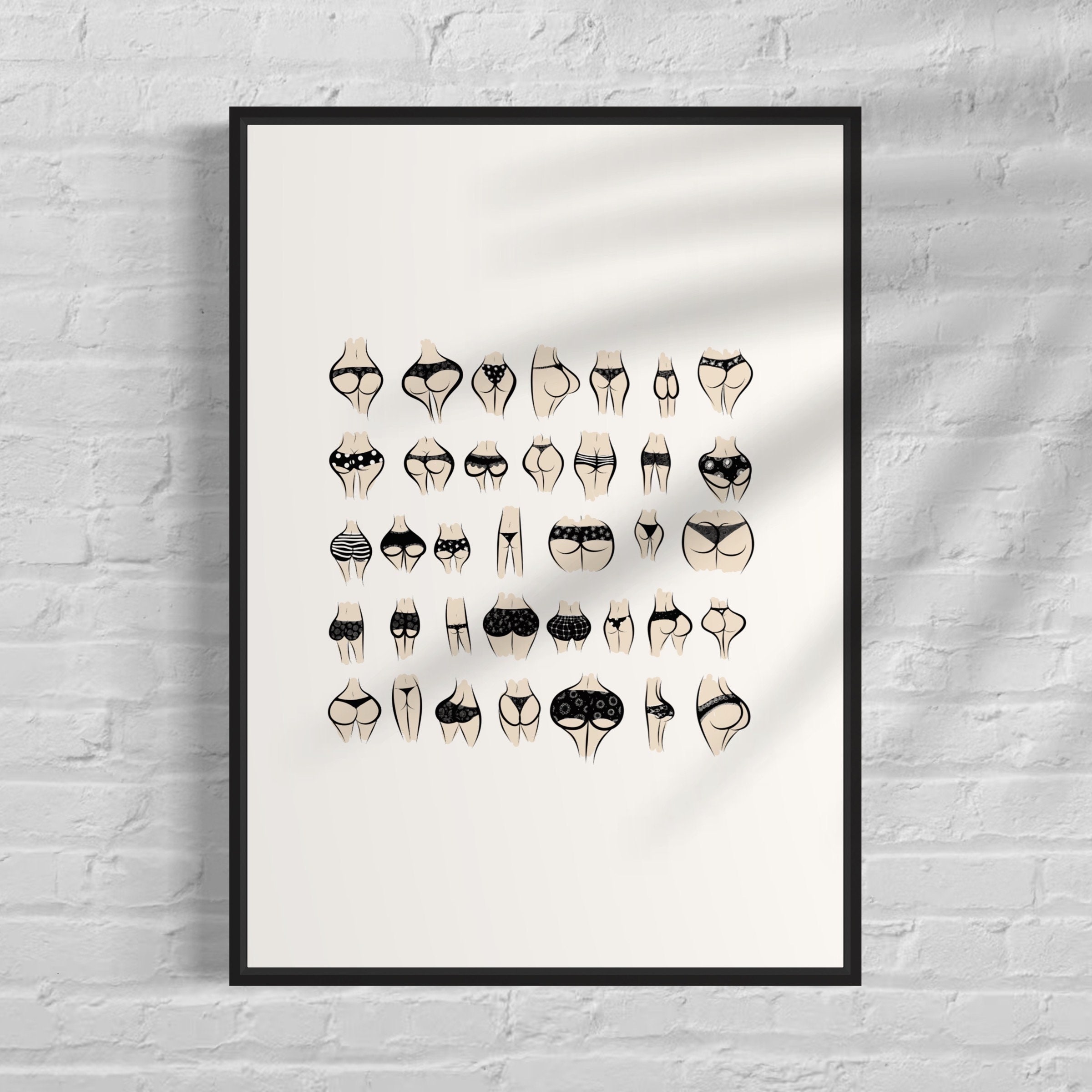 Buy Funny Bum Print: Bathroom Wall Art Poster Online in India - Etsy, image size:2400x2400