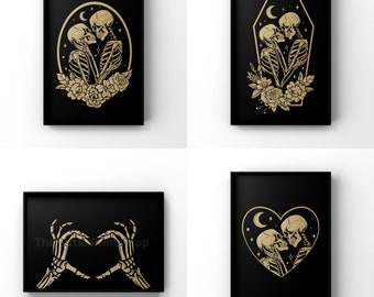 Skull Art Print: Gothic Skeleton Decor, Dark Academia