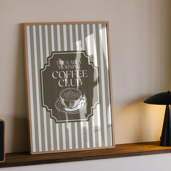 Coffee club - Kitchen Decor - Stripes Art - Coffee Station Prints