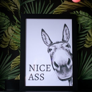 Nice ass, donkey in bathroom, Bathroom decor, Bathroom accessories, prints in UK, A1, funny bathroom print, bathroom art, wall art prints A2 image 5