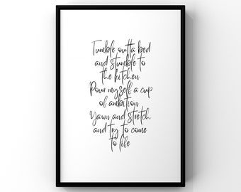 Tumble outta bed, dolly lyrics, 9 to 5 lyrics, kitchen prints, dolly prints, working 9 to 5, prints with lyrics, country wall art, country