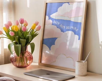 Dilly Dally Print - Retro Prints - Cloud Wall Art -
