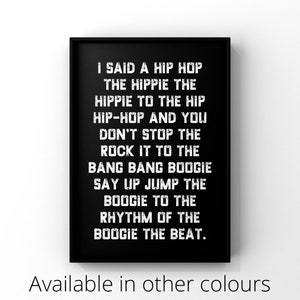 Ich sagte ein Hip-Hop, Rap Songtext, Liedtext, Musikdruck, Bürodruck, Schlafzimmerdekor, Wandkunst Hip-Hop, Poster, Drucke in UK, Mannhöhle,