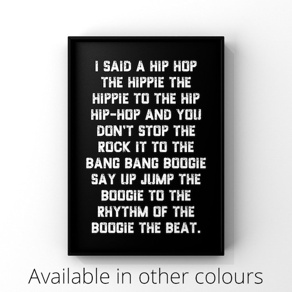 Hip Hop Lyrics Print: Music Poster, Bedroom Decor - Etsy