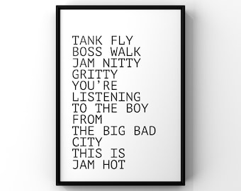 Tank Fly Boss Walk Lyrics Print: 90s Music Poster