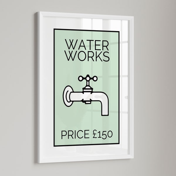 Waterworks bathroom print, Bathroom decor, Bathroom accessories, prints in UK, rules, black bathroom, funny bathroom print, wall art prints,