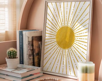 Boho Decor | Sun Print | Sunshine Wall Art | Yellow Wall Decor | Gallery Wall | Sunny Decor