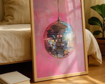 Disco Ball  Print - Funky Kitchen Wall Art - pink prints