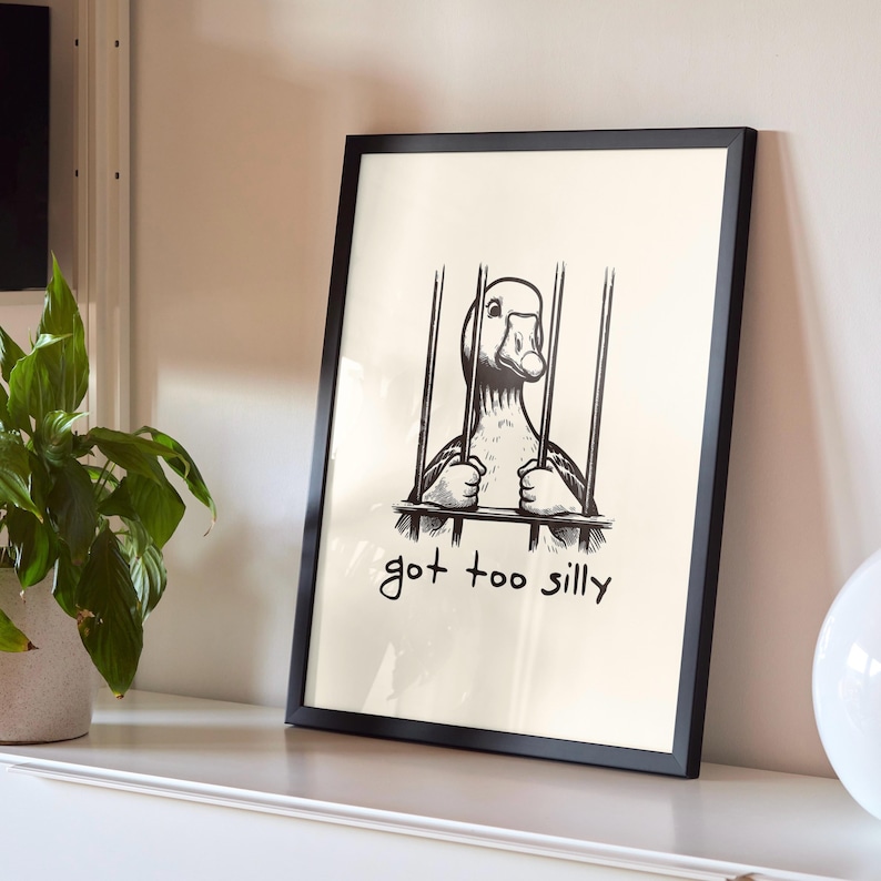 Silly Goose-print | Muurkunst | Eigenzinnig dierenhuisdecoratie | Grappige poster | afbeelding 3