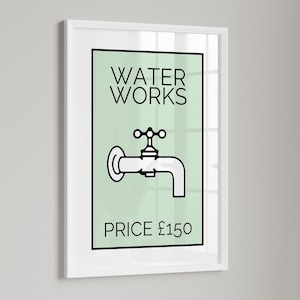 Waterworks badkamerprint | Retro toiletkunst | Eigenzinnige toiletwanddecoratie | Grappige badkamerdecoratie