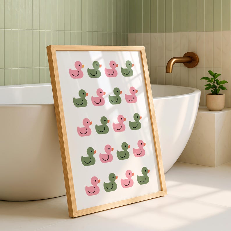 Cute bathroom , Bathroom ducks, Bathroom wall art, framed prints, , funny bathroom prints, bathroom art, home decor prints, bathroom poster image 1