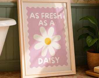 Bathroom Daisy Print - Cute Wall Art - Bathroom Decor - Toilet Art