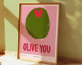 Olive You Kitchen Print: Fun Colorful Wall Art
