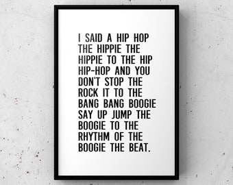 I said a hip print, art Lyrics, Lyrics Prints, Music prints, hip hop prints, 90s prints, Bedroom Decor, home, Posters, A3 A4 A5