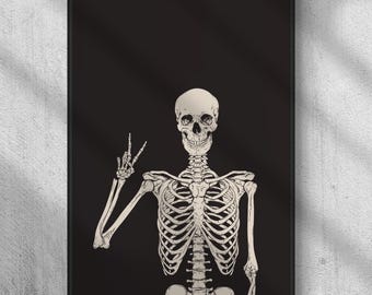 Skull Peace Sign Print: Gothic Skeleton Wall Art