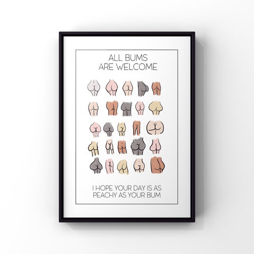 Funny Bathroom Bathroom Bum Bathroom Wall Art Framed Etsy UK