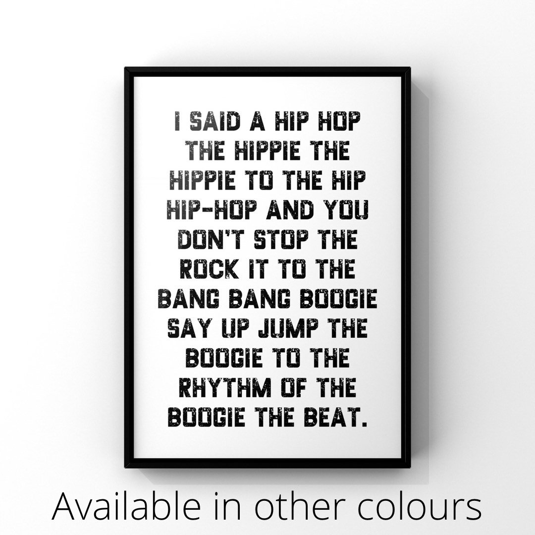 Coolio - Gangsta's Paradise // Lyrics // 90's // Rap // A3 // A4 // A5 /  Typography // Poster / Wall Art / Present / Print // Monochrome //