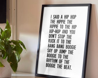 Gallery Wall Art | Rap music print | Lyrics Print | Music Poster | Hip Hop Decor | 90s prints