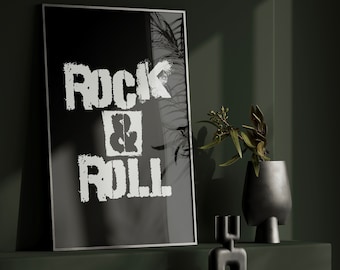 Rock & roll, rock prints, pink prints, black prints, alternative wall art, prints for bedroom, hallway prints, music prints