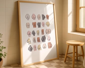Funny Bathroom Bum Print | Humorous Restroom Wall Art | Toilet Decor
