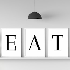 Conjunto de 3 impresiones de comer, impresiones de comedor, impresiones de cocina, decoración de cocina, arte de pared de cocina, decoración de comedor, arte de pared de comedor, comedor