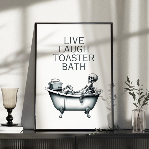 Funny bathroom prints, Bathroom decor, Bathroom accessories, skeleton prints, funny bathroom wall art, bathroom art, wall art prints, poster