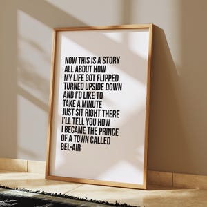 Fresh Prince Lyrics Poster: 90s Retro Rap Wall Art