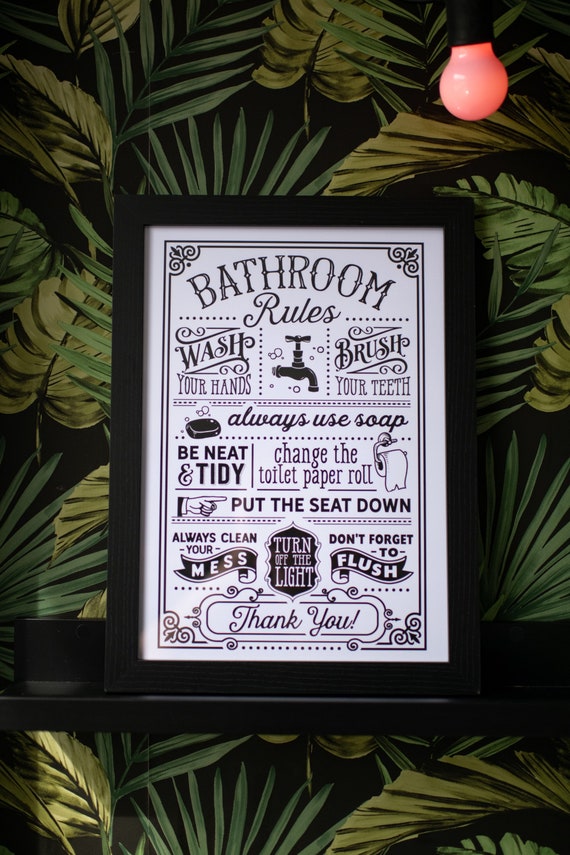 Rules, Posters, A5 Funny Prints, Bathroom Decor, Accessories, Art Prints, Etsy Wall A3, Wall Wall - A4, Prints, Bathroom Bathroom Bathroom