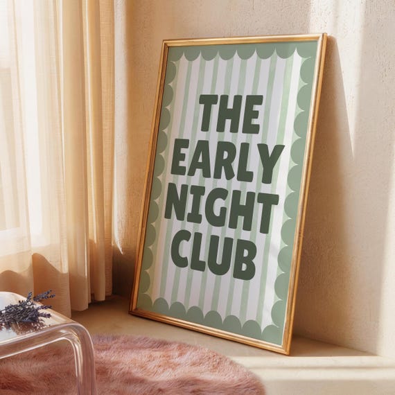 Green Bedroom Print - Early Night Print - Above Bed Poster - Funny bedroom Decor