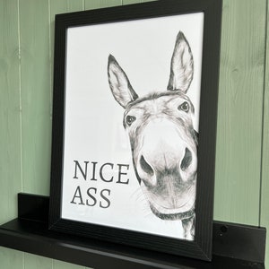 Nice ass, donkey in bathroom, Bathroom decor, Bathroom accessories, prints in UK, A1, funny bathroom print, bathroom art, wall art prints A2 image 6