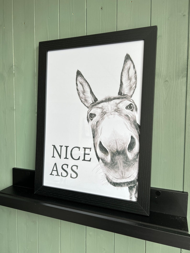 Nice ass, donkey in bathroom, Bathroom decor, Bathroom accessories, prints in UK, A1, funny bathroom print, bathroom art, wall art prints A2 image 6