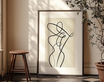 Abstrakte Linie Art Print - Neutrales minimalistisches Dekor - Liniendruck