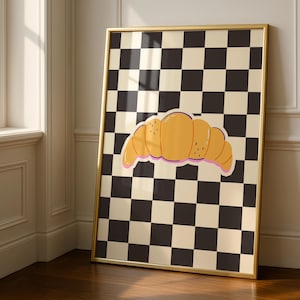 Croissant Print - Kaffeehaus Frühstück Art - Checker Prints - Emo Dekor
