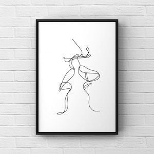 Couples Line Art Print: Minimalist Bedroom Decor