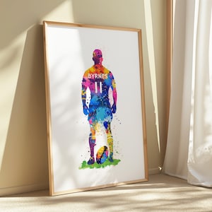 Rugby gift, custom rugby shirt, rugby art, personalised rugby art, gift for rugby player, girl rugby, boy rugby, custom rugby art poster