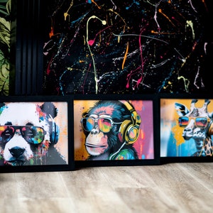 Gamer Room Prints: Graffiti Animal Art, Set of 3