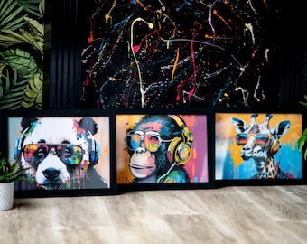 Gamer Room Prints: Graffiti Animal Art, Set of 3