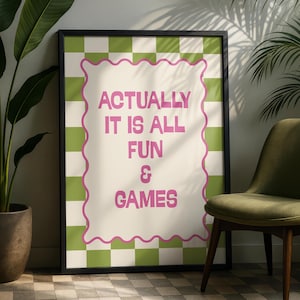 Diversión y juegos - Frases graciosas - Arte mural original - Láminas eclécticas - Decoración maximalista