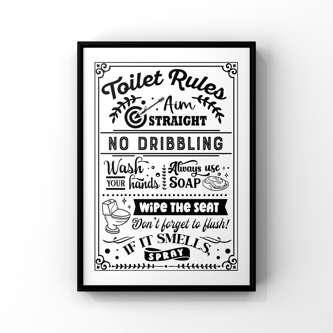 Toilet Rules Bathroom Decor Bathroom Prints Bathroom Etsy