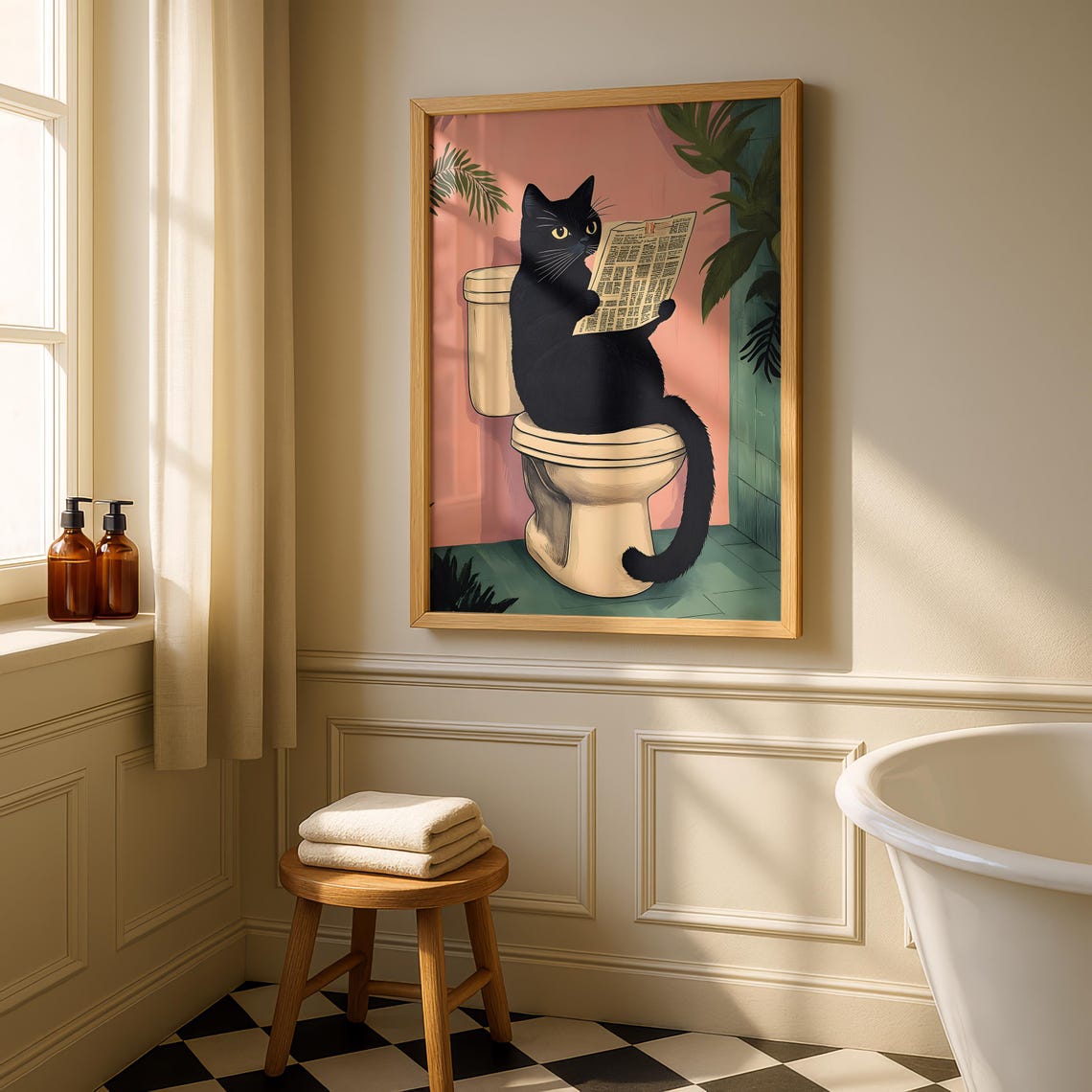 Black Cat Bathroom Art Print - Funny Home Decor - Prints for Bathroom ...