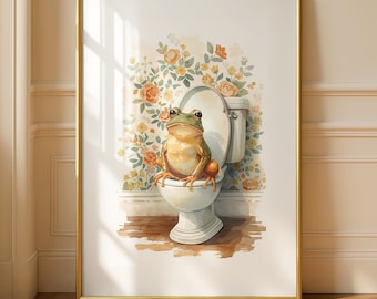 Funny Frog Bathroom Art Print -  Cheeky Home Decor - Prints for bathroom - Shower Wall Art - Bathroom Wall Decor - cottagecore