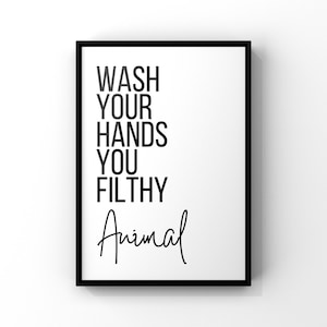 Lávate las manos, impresión, decoración de baño, impresión para baño, arte de pared de inodoro, arte de baño, letrero de baño, arte de póster de baño, arte de pared divertido