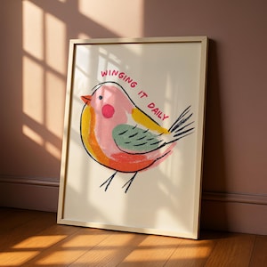 Winging It - Colourful Art - Funny Poster - Typography Art - Punny Prints